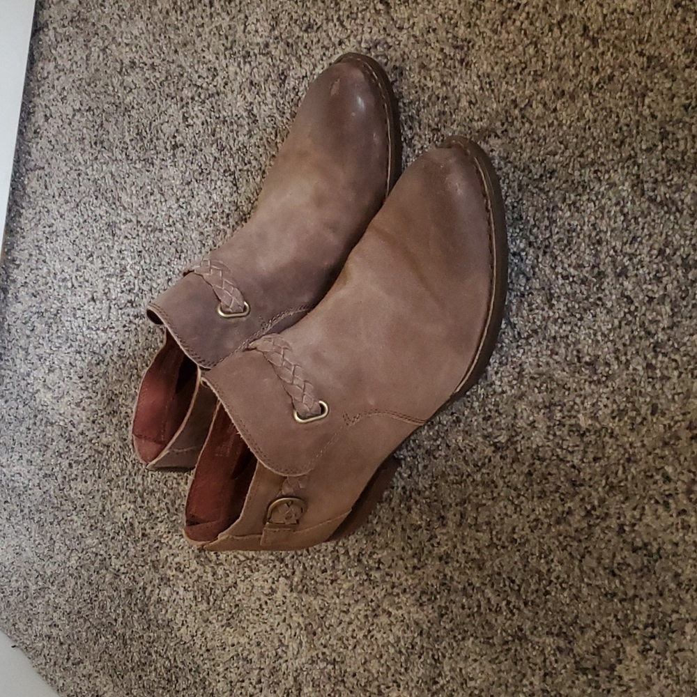Born booties in a worn taupe scuffed leather